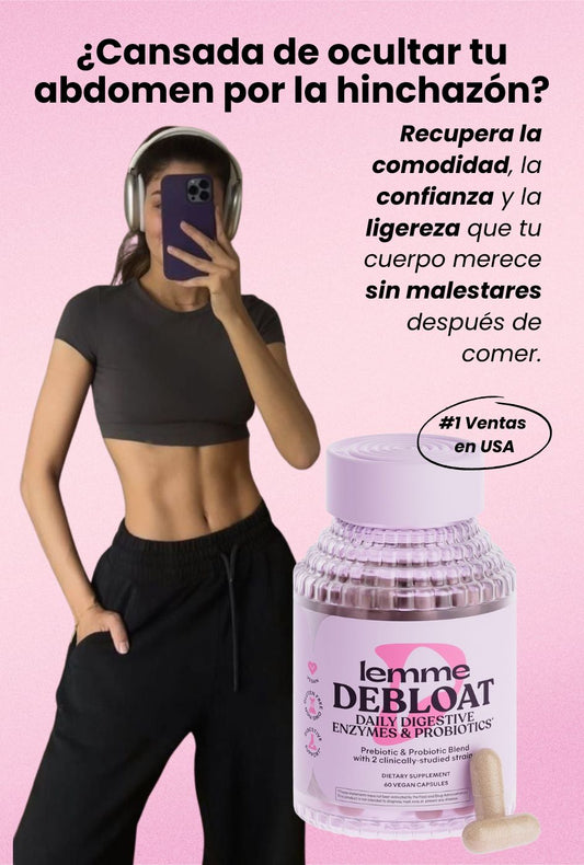Lemme Debloat 💗 Cápsulas 3 en 1 de enzimas prebióticas, probióticas y digestivas para hinchazón y alivio de gases