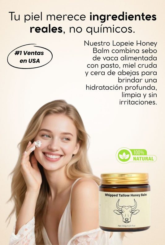 Lopeie Whipped Tallow Honey Balm — La hidratación natural que transforma la piel seca en suavidad pura.